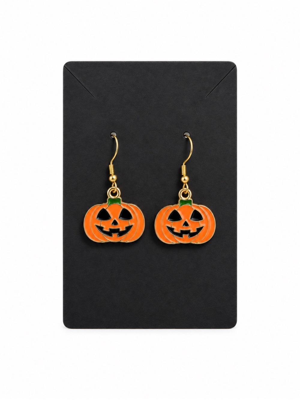 Orange Pumpkin Jack-O'-Lantern Dangle Earrings - Seasonal Halloween Style